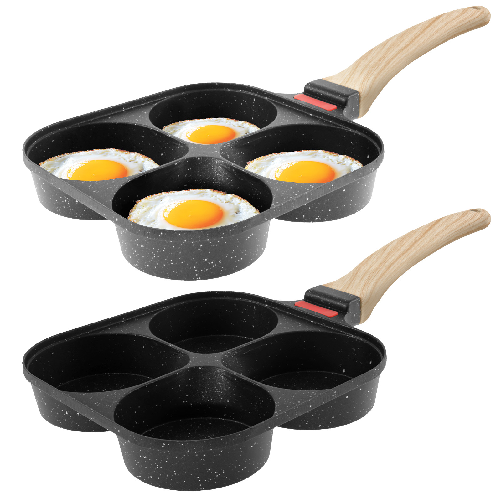 Egg Waffle Pan - Eierkoekenpan Anti-aanbak Pannenkoekenpannen 4-Cups Kookgerei Pannenkoekenpan