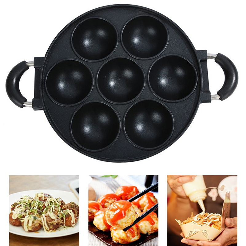 Egg Waffle Pan - 7-Holes Cake Kookpan Gietijzeren Omelet Pan