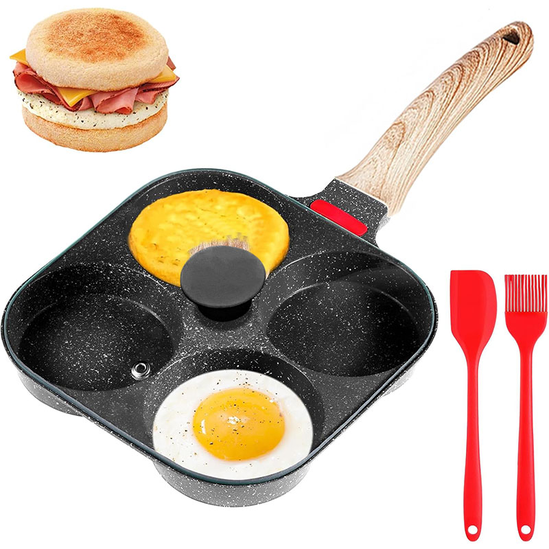 Egg Waffle Pan - Verdiept Ei Koekenpan Met Deksel 4-Cup