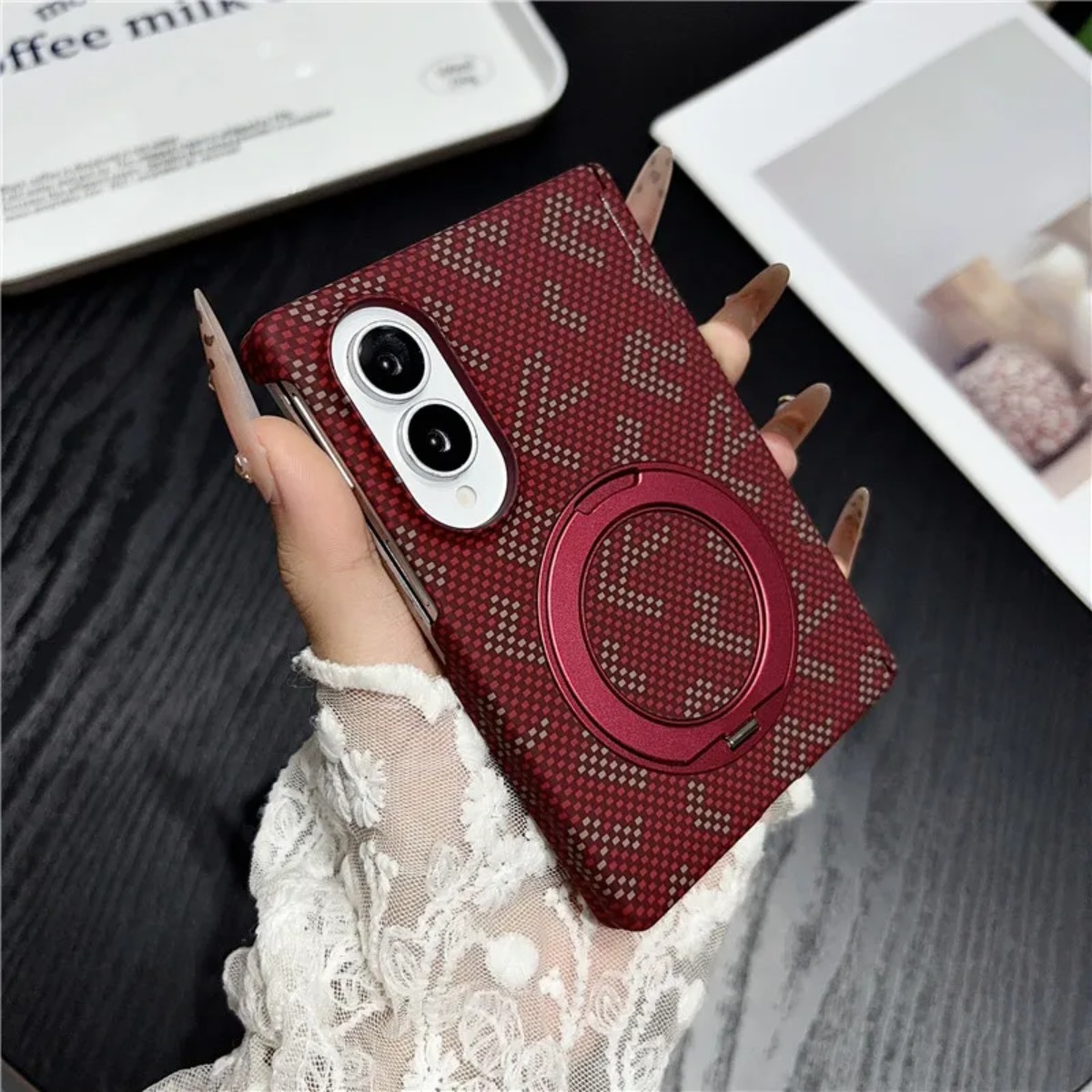 Koolstofvezel lederen 360 grad - Taco Stand Holder recensie en prijs